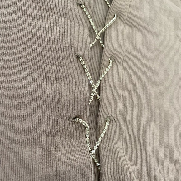 Garage Taupe Glitter Strap Tie-Front Long Sleeve - Picture 2 of 4